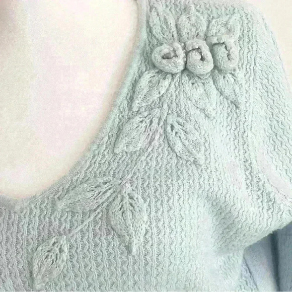 Sage Harbor Vintage Sweater Women’s Size Petite Large Blue Embroidered Sequin - Picture 2 of 8